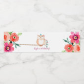 Étiquette Pour Bouteilles D'eau Chouette aux fleurs Anniversaire (Étiquettes simples)