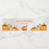 Étiquette Pour Bouteilles D'eau Chute Burnt Orange Citrouille Patch Anniversaire (Étiquettes simples)