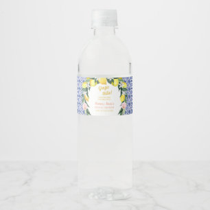 Étiquette Pour Bouteilles D'eau Citron bleu Italie Carreaux Grazie Mille Fête des