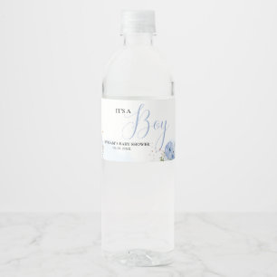 Étiquette Pour Bouteilles D'eau Citrouille bleu automne Floral Boy Baby shower