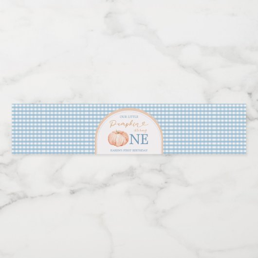 Étiquette Pour Bouteilles D'eau Citrouille Boho Blue En vichy bouteille d'eau (Étiquettes simples)