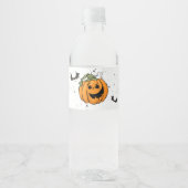 Étiquette Pour Bouteilles D'eau Citrouille d'Halloween heureux (Devant)