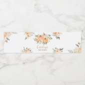 Étiquette Pour Bouteilles D'eau Citrouille Floral Orange Fall (Étiquettes simples)