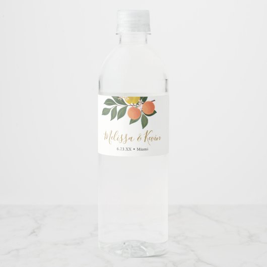 Étiquette Pour Bouteilles D'eau Citrus orange et citrons (Devant)