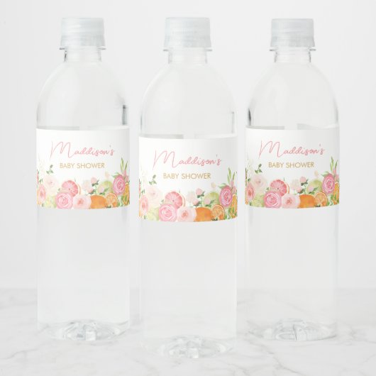Étiquette Pour Bouteilles D'eau Citrus rose Floral Orange (Bouteilles)
