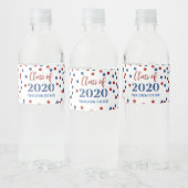 Étiquette Pour Bouteilles D'eau Classe Blue Red Confetti de 2020 Graduation (Bouteilles)