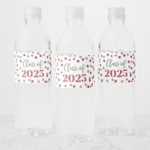 Étiquette Pour Bouteilles D'eau Classe de Parties scintillant Argent Bourgogne de