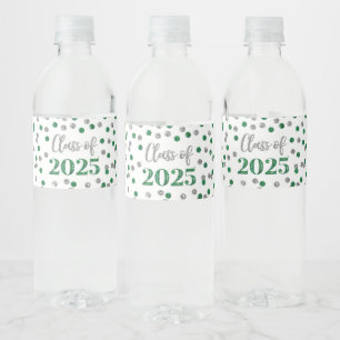 Étiquette Pour Bouteilles D'eau Classe de Parties scintillant verte Argent de 2025