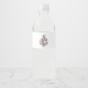 Étiquette Pour Bouteilles D'eau Clé de sol avec roses roses