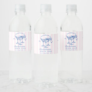 Étiquette Pour Bouteilles D'eau Cocktail Rétro Bachelorette Moderne Bleu