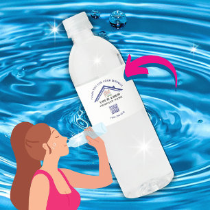 Étiquette Pour Bouteilles D'eau Code QR de remerciement d'affaires avec logo perso
