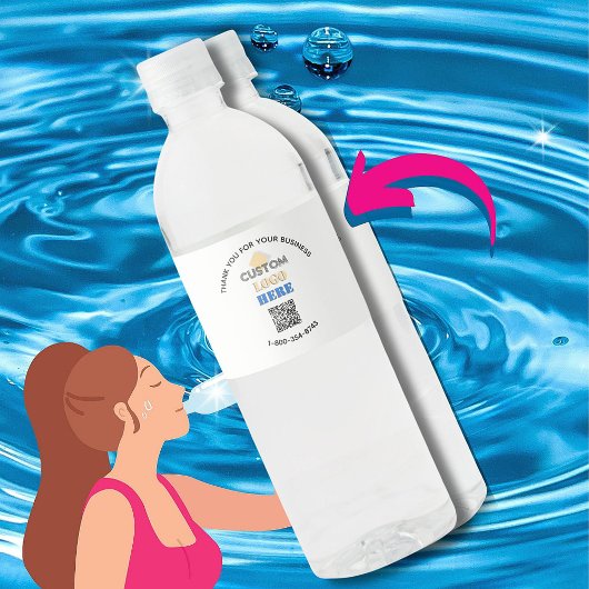Étiquette Pour Bouteilles D'eau Code QR personnalisé avec logo pour remercier les 