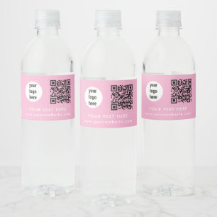 Étiquette Pour Bouteilles D'eau Code QR Texte Logo Entreprise Site Web Rose Client