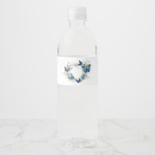 Étiquette Pour Bouteilles D'eau Coeur bijoux avec papillons Morpho
