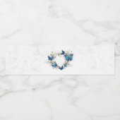 Étiquette Pour Bouteilles D'eau Coeur bijoux avec papillons Morpho (Étiquettes simples)