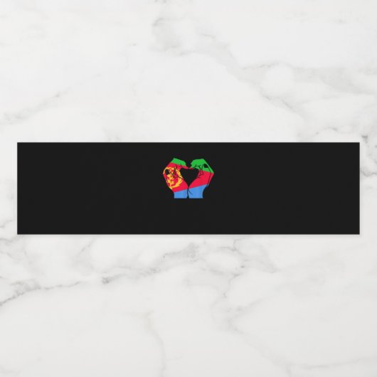 Étiquette Pour Bouteilles D'eau Coeur des mains avec drapeau érythréen (Étiquettes simples)