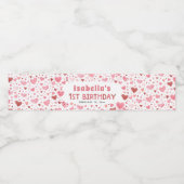 Étiquette Pour Bouteilles D'eau Coeurs rouges roses Saint-Valentin Première fête d (Étiquettes simples)