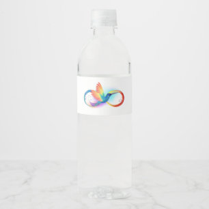 Étiquette Pour Bouteilles D'eau Colibri arc-en-ciel avec symbole Infinity