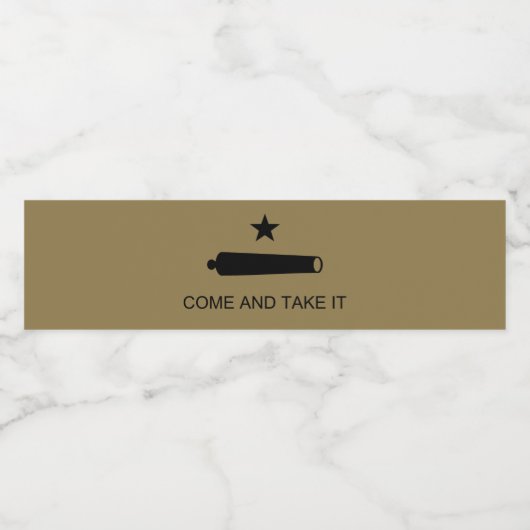 Étiquette Pour Bouteilles D'eau Come & Take It ! Flag de Texas State (Étiquettes simples)