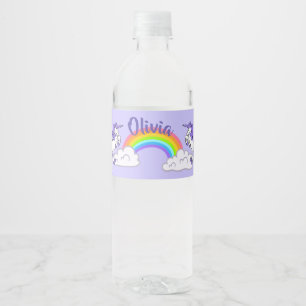 Étiquette Pour Bouteilles D'eau Conception arc-en-ciel et licorne