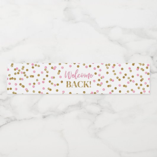 Étiquette Pour Bouteilles D'eau Confettis Rose Gold Bienvenue  (Étiquettes simples)