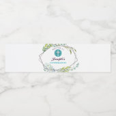 Étiquette Pour Bouteilles D'eau Confirmation botanique feuillue Croix Bleue Élégan (Étiquettes simples)