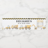 Étiquette Pour Bouteilles D'eau Construction Anniversaire Truck Party (Étiquettes simples)