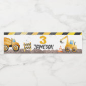 Étiquette Pour Bouteilles D'eau Construction, Camion de vidange Anniversaire (Étiquettes simples)