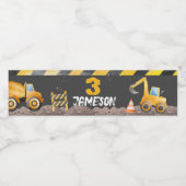 Étiquette Pour Bouteilles D'eau Construction, Camion de vidange Anniversaire (Étiquettes simples)