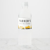 Étiquette Pour Bouteilles D'eau Construction Camions Thème Anniversaire (Devant)