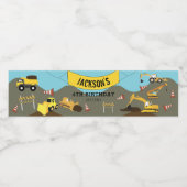 Étiquette Pour Bouteilles D'eau Construction Camions Thème du site Anniversaire Fê (Étiquettes simples)