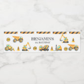 Étiquette Pour Bouteilles D'eau Construction Dump Truck Party Boy Birthday (Étiquettes simples)