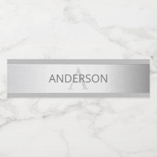 Étiquette Pour Bouteilles D'eau Contemporain Faux Argent Ombre Gris