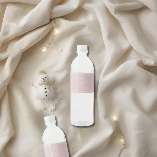 Étiquette Pour Bouteilles D'eau Coquette hiver neige rose il fait froid