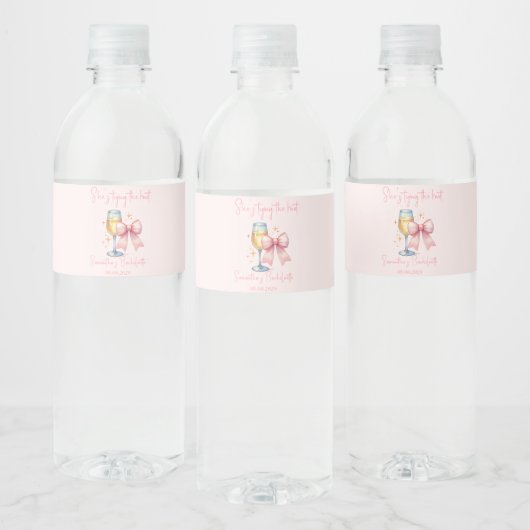 Étiquette Pour Bouteilles D'eau Coquette Pink Bow (Bouteilles)