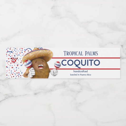 Étiquette Pour Bouteilles D'eau Coquito Coconut Maracas (Étiquettes simples)