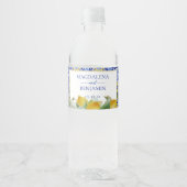 Étiquette Pour Bouteilles D'eau Côte d'Amalfi Carreaux bleu italien Citrons Mariag (Devant)