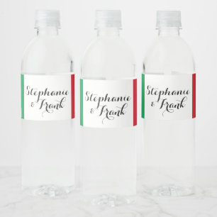 Étiquette Pour Bouteilles D'eau Couleurs du drapeau italien pour un mariage