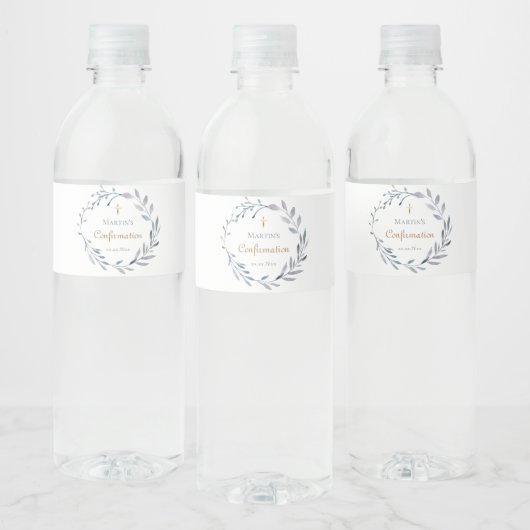 Étiquette Pour Bouteilles D'eau Couronne bleue de confirmation (Bouteilles)