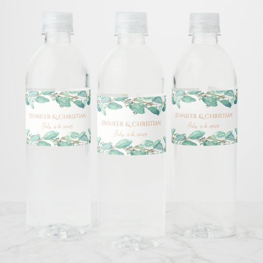 Étiquette Pour Bouteilles D'eau Couronne élégante d'eucalyptus (Bouteilles)
