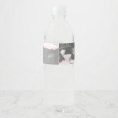 Étiquette Pour Bouteilles D'eau Couture rose et gris Ballerina Anniversaire (Dos)