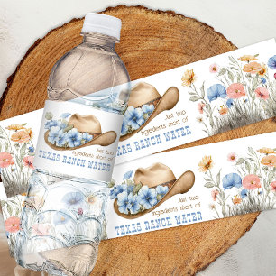 Étiquette Pour Bouteilles D'eau Cowboy Casquette avec Boho Fleurs sauvages Funny T