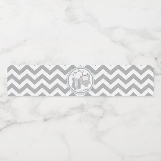Étiquette Pour Bouteilles D'eau Cravate bleue Bow cravate Chevron Twin Boys Baby s (Étiquettes simples)