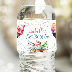 Étiquette Pour Bouteilles D'eau Crème de glace 1er fête d'anniversaire