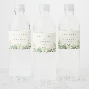 Étiquette Pour Bouteilles D'eau Crème Snowberry+Eucalyptus Mariage d'hiver