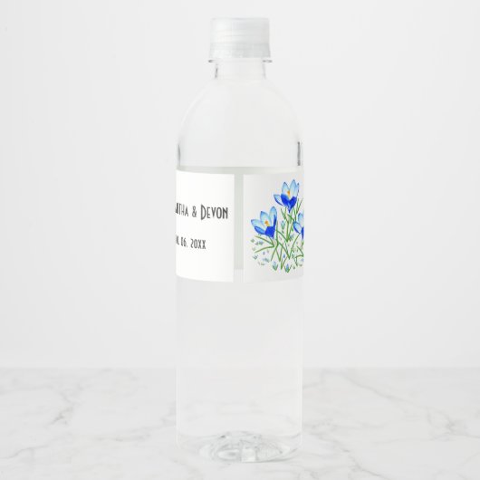 Étiquette Pour Bouteilles D'eau Crocus bleus (Dos)