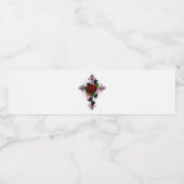 Étiquette Pour Bouteilles D'eau Croix d'argent avec une rose rouge (Étiquettes simples)