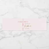 Étiquette Pour Bouteilles D'eau Croix de l'aquarelle rose du baptême (Étiquettes simples)