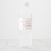 Étiquette Pour Bouteilles D'eau Croix de l'aquarelle rose du baptême (Devant)
