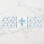 Étiquette Pour Bouteilles D'eau Croix Étiquette-Bleue & Argent (Étiquettes simples)